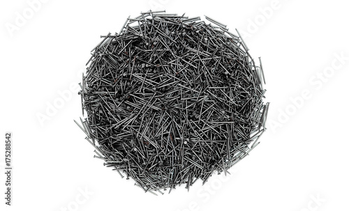 Pile nails isolated on white background