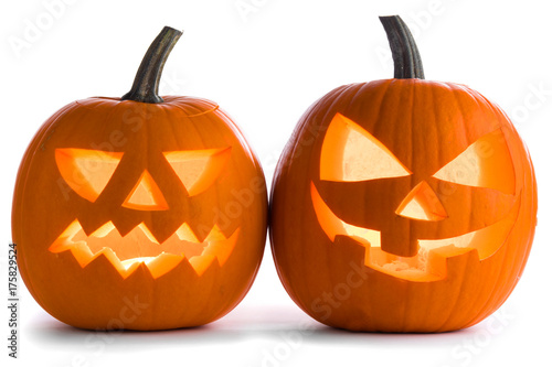 Halloween Pumpkins on white