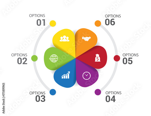 Modern infographics process  with connected , icons and text for 6 steps. Vector.