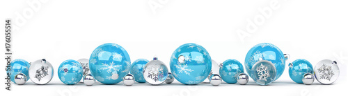 Zdjęcie XXL Baubles niebieski i biały Boże Narodzenie w kolejce renderowania 3D
