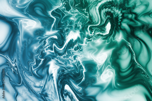 Plakat Streszczenie fantasy tekstury marmuru. Fractal tło w kolorach niebieskim i zielonym. Sztuka cyfrowa. Renderowania 3D.