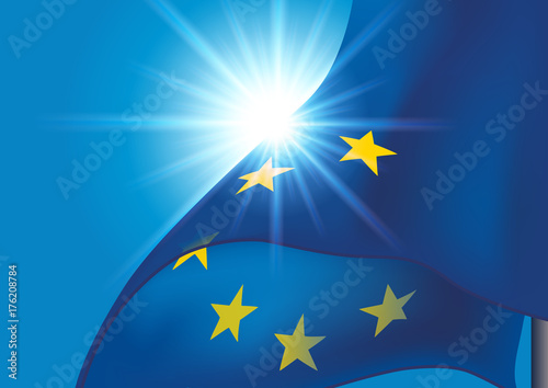 Plakat Flaga europejska - Europa - Pływająca flaga - UE - Unia Europejska - Unia - polityka