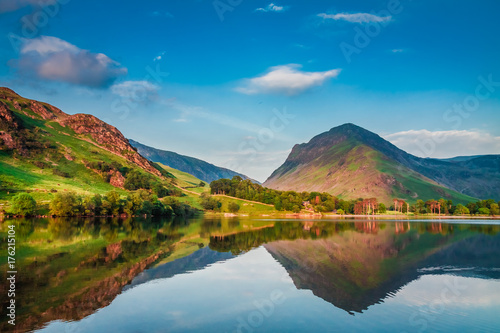 Beautiful sunset at lake in District Lake in UK