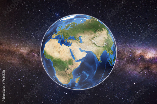 Planet Earth with milky way as background. Elements of this image furnished by NASA
