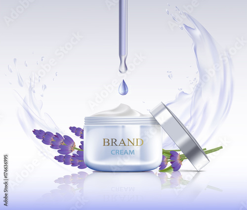 cream with lavender flowers
