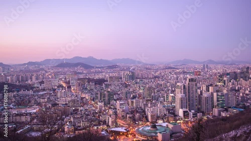 Seoul, South Korea city skyline time lapse.