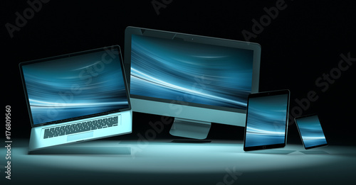 Modern digital silver tech device 3D rendering