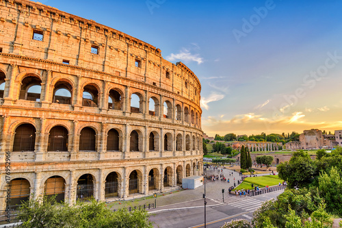 Zdjęcie XXL Rzym słońca panoramę miasta w Rzymie Koloseum (Roma Coliseum), Rzym, Włochy