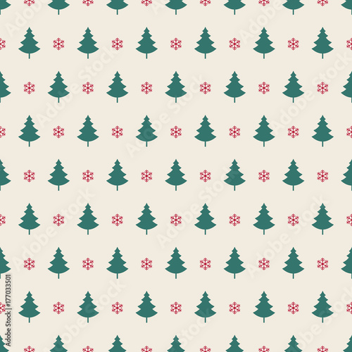 christmas tree snowflakes seamless pattern