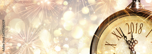 New Year 2018 Celebration With Dial Clock
