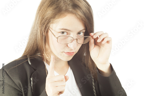 young business woman making sign with hand
