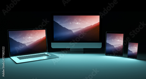 Modern digital silver tech device 3D rendering