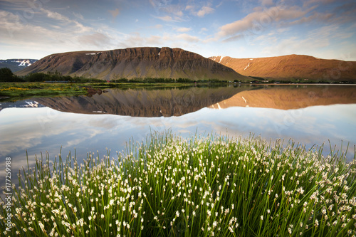 Beautiful sunrise over the lake.Iceland