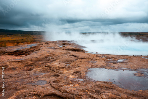 Iceland, valley of geysers, springs of hot geothermal water