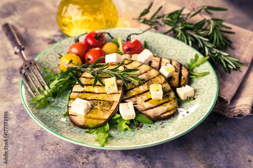 Griled eggplant with feta chese