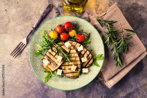 Griled eggplant with feta chese