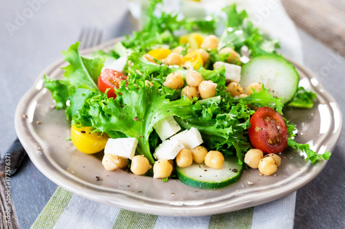 Fresh healthy salad with chickpea