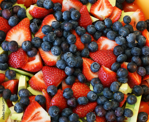 Mixed fruit salad in the bowl