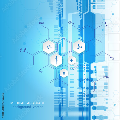 Abstract molecules medical background concept template design Vector Illustration.