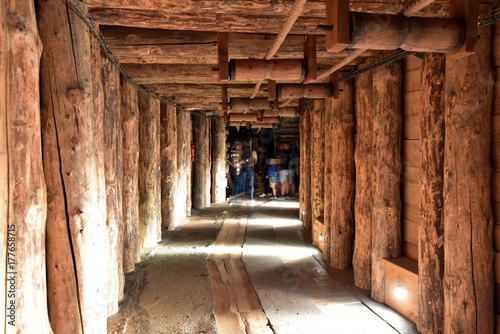 Plakat Kopalnia solna Wieliczka salt mine, horizontal tunnel adit in mines, Krakow, Poland