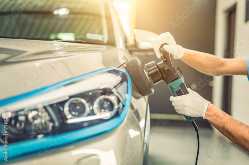 Car detailing concept. Auto cleaning and polish.