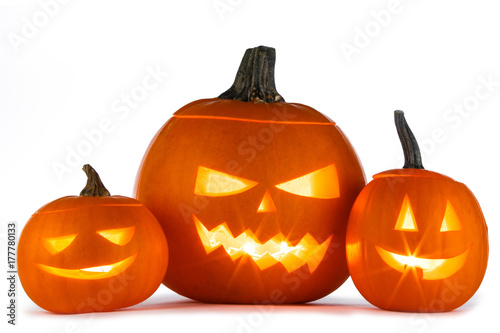 Halloween Pumpkins on white