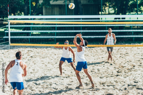 Beach Volleyball Players during Game