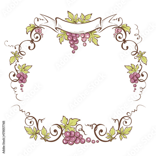 Frame from grapes / Vector illustration, floral design element