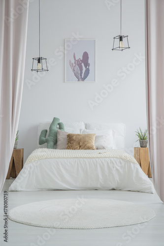 White carpet in simple bedroom