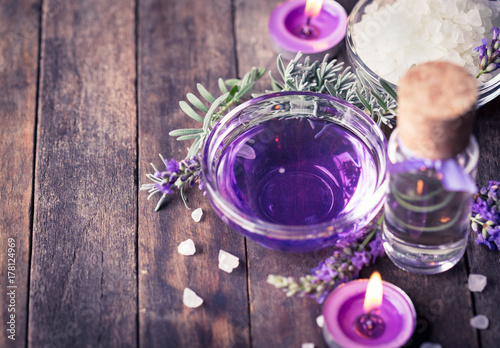 Spa set with lavender aromatherapy oil