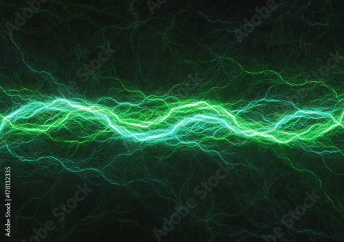 Green power, abstract lightning