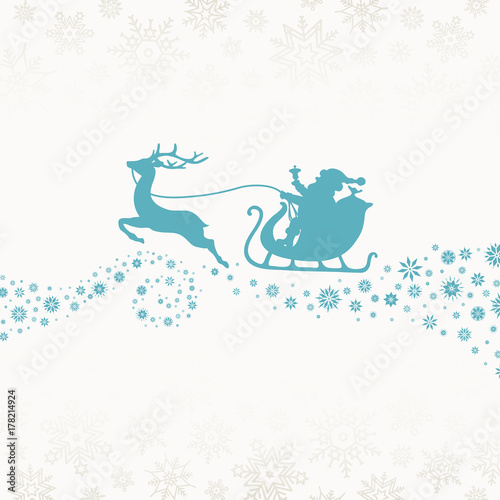 Christmas Sleigh & Snowflake Beige/Turquoise
