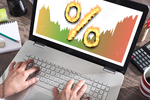 Interest rates concept on a laptop screen