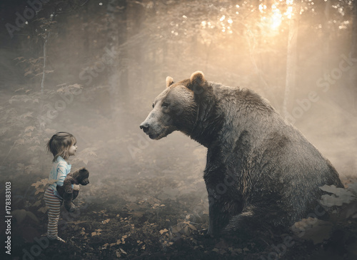 Little girl and bear