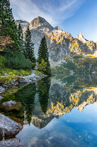 Tatra mountains, Morskie Oko lake, fall morning, Poland