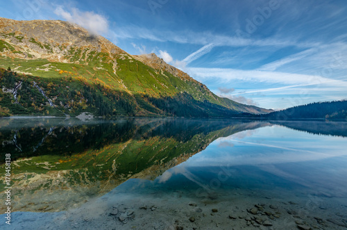 Tatra mountains, Morskie Oko lake, fall morning, Poland