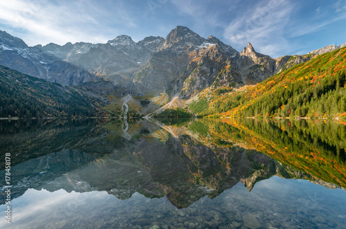 Tatra mountains, Morskie Oko lake, fall morning, Poland
