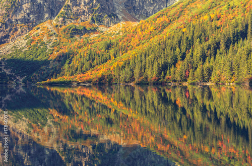 Tatra mountains, Morskie Oko lake, fall morning, Poland