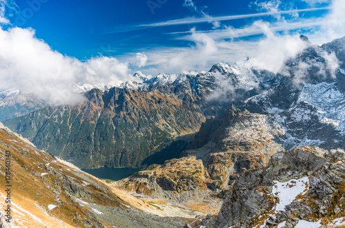 Tatra mountains panorama, cloudy sunny day