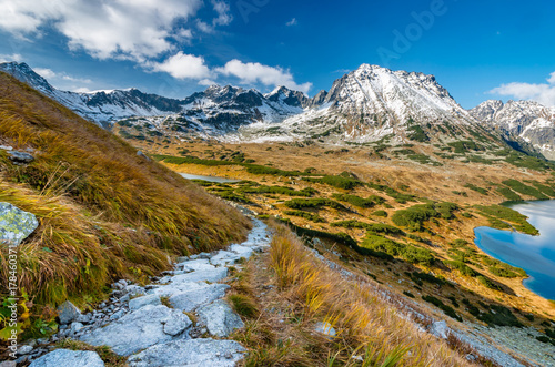 Tatra mountains, panorama of valley from tourist trail