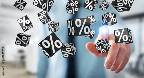 Businessman enjoying black Friday sales 3D rendering