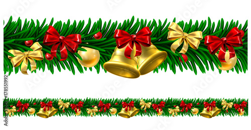 Christmas Tree Baubles Wreath Design Border