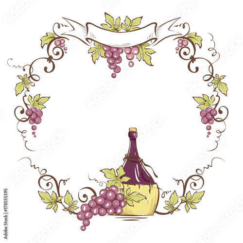 Frame from grapes / Vector illustration, floral design element