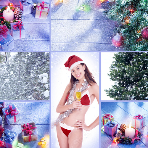 merry christmas and new year theme collage composed of different images
