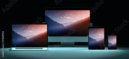 Modern digital silver tech device 3D rendering