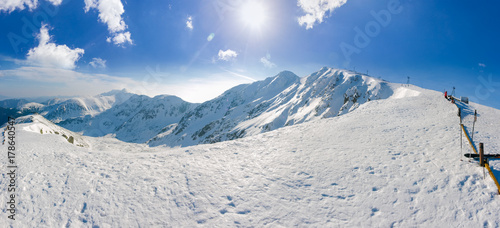 Panorama of Low Tatras mountains in winter sunny day