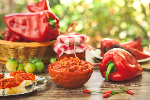 Table full of delicious Ajvar