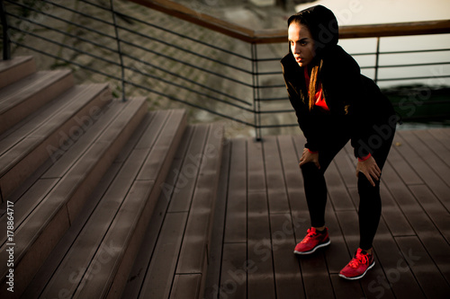 Young woman exercising outside