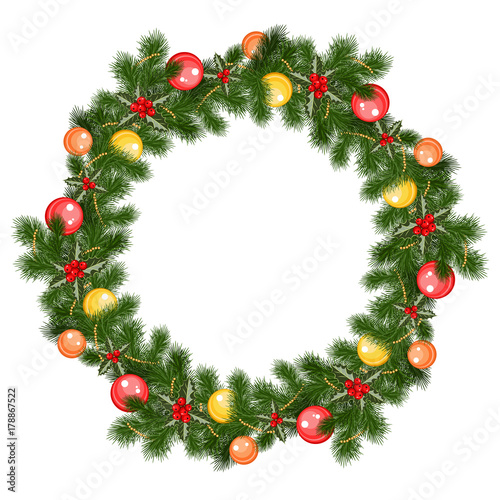 christmas wreath with decorations