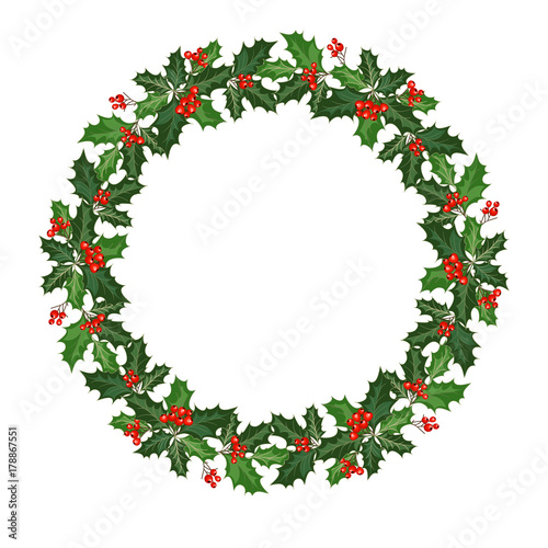 christmas wreath with holly